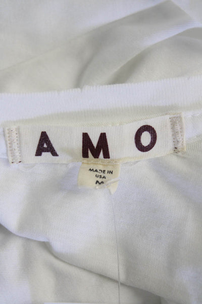 Amo Womens Cotton Blouse Top White Size M