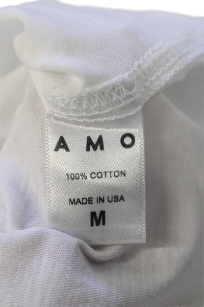 Amo Womens Cotton Blouse Top White Size M
