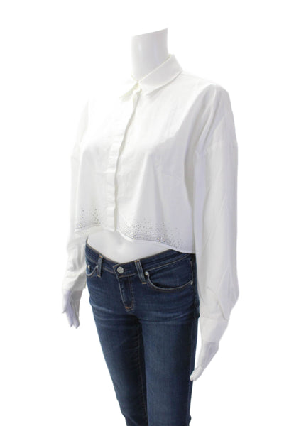 Zara Womens Crop Button-Down Shirt White Size S