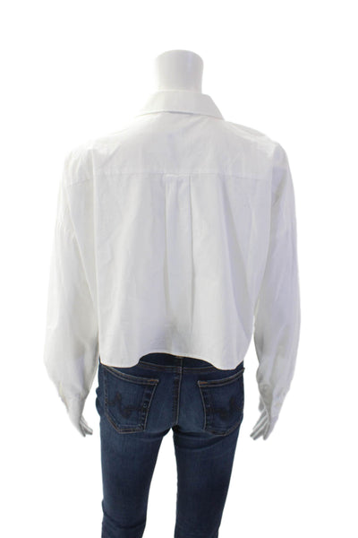 Zara Womens Crop Button-Down Shirt White Size S