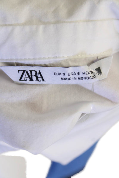 Zara Womens Crop Button-Down Shirt White Size S
