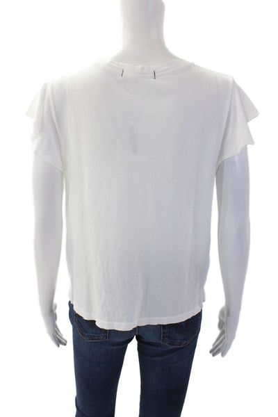 Amo Womens Short Sleeve Top White Size M