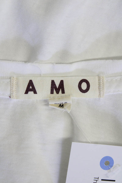 Amo Womens Short Sleeve Top White Size M
