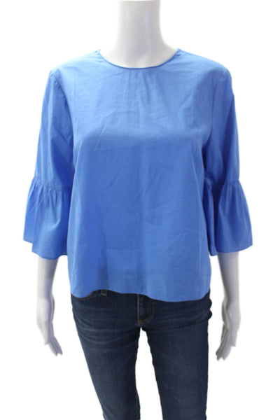 Zara Woman Womens 3/4 Sleeve Blouse Blue Size M