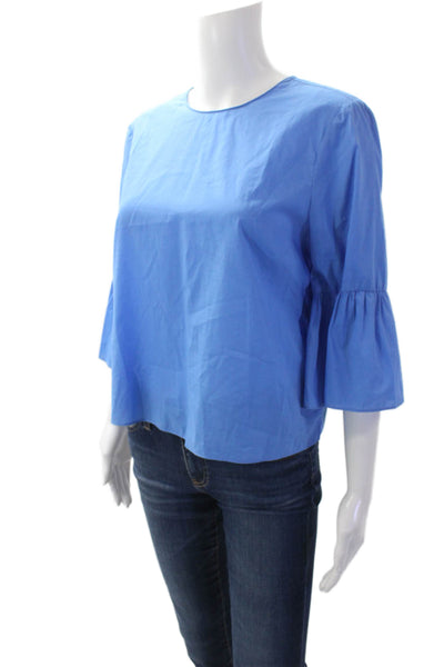 Zara Woman Womens 3/4 Sleeve Blouse Blue Size M