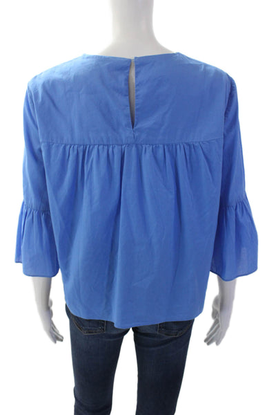 Zara Woman Womens 3/4 Sleeve Blouse Blue Size M