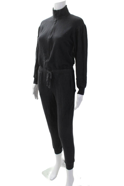 Monrow Womens 1/2 Zip Jumpsuit Gray Size XS