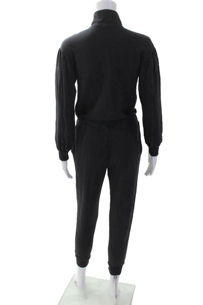 Monrow Womens 1/2 Zip Jumpsuit Gray Size XS