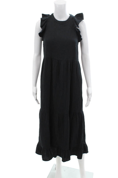 Universal Thread Womens Cotton Short Sleeve Long Dress Black Size XS