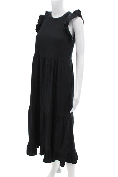Universal Thread Womens Cotton Short Sleeve Long Dress Black Size XS
