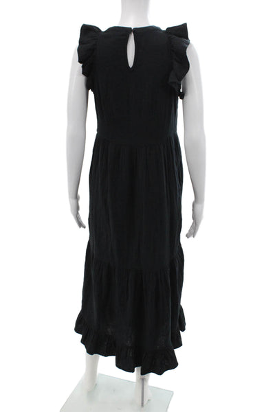 Universal Thread Womens Cotton Short Sleeve Long Dress Black Size XS