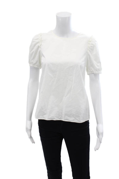 J Crew Womens Short Sleeve Round Neck Short Sleeve Top White Size XS
