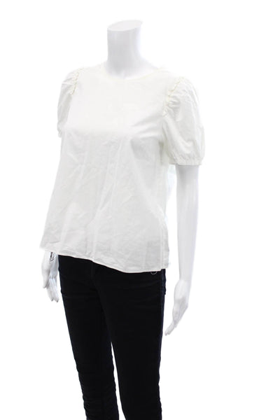J Crew Womens Short Sleeve Round Neck Short Sleeve Top White Size XS