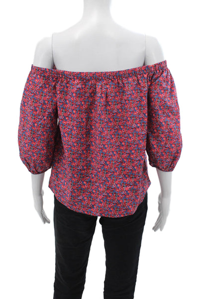 Ba&Sh Womens Cotton Scoop Neck Long Sleeve Floral Blouse Red Size S