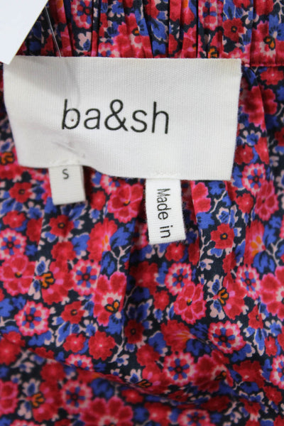 Ba&Sh Womens Cotton Scoop Neck Long Sleeve Floral Blouse Red Size S