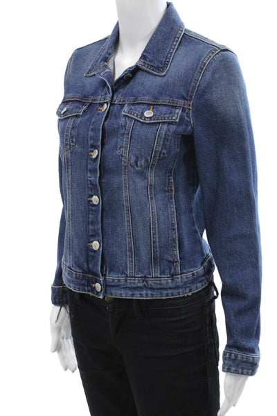 Trf Collection Zara Womens Cotton Long Sleeve Lined Denim Jacket Blue Size M