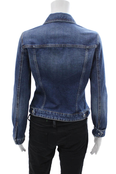 Trf Collection Zara Womens Cotton Long Sleeve Lined Denim Jacket Blue Size M