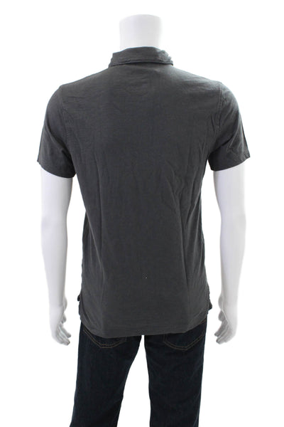 J Crew Mens Short Sleeve Collared Pocket Polo Shirt Gray Cotton Size Small