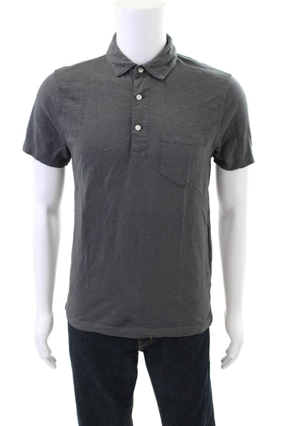 J Crew Mens Pocket Front Short Sleeve Collared Polo Shirt Gray Size Small