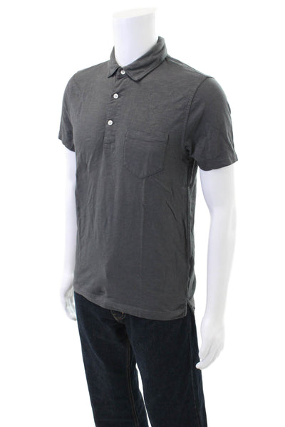 J Crew Mens Pocket Front Short Sleeve Collared Polo Shirt Gray Size Small