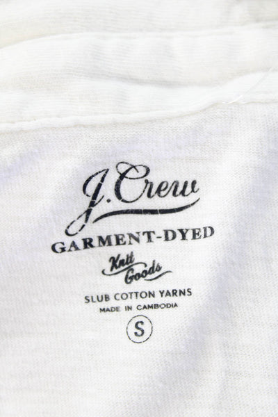 J Crew Mens Short Sleeve Collared Pocket Polo Shirt White Cotton Size Small