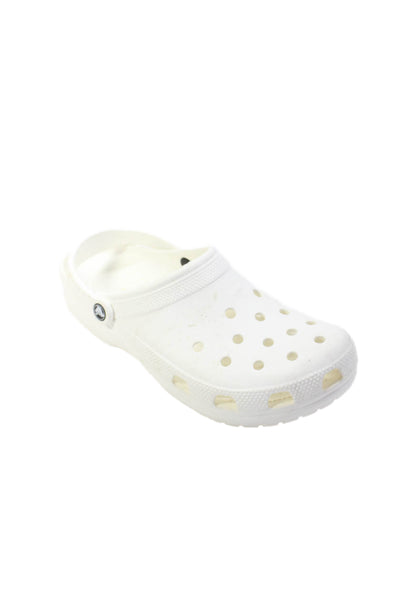 Crocs Mens Slip On Perforated Rubber Loafers Mules White Size 11