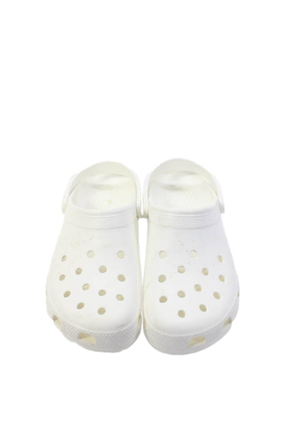 Crocs Mens Slip On Perforated Rubber Loafers Mules White Size 11