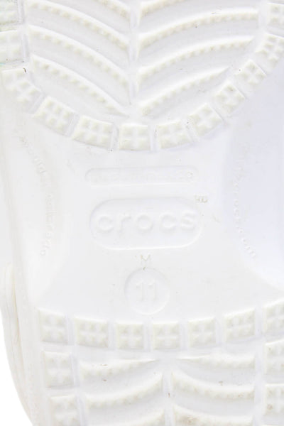Crocs Mens Slip On Perforated Rubber Loafers Mules White Size 11