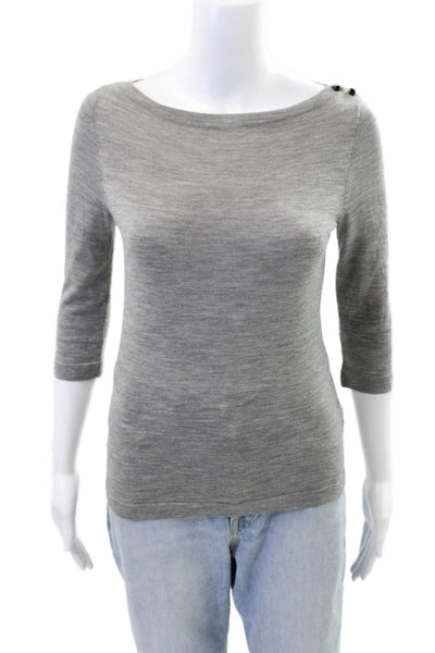 J Crew Womens Wool Long Sleeve Round Neck Knit Top Gray Size XS