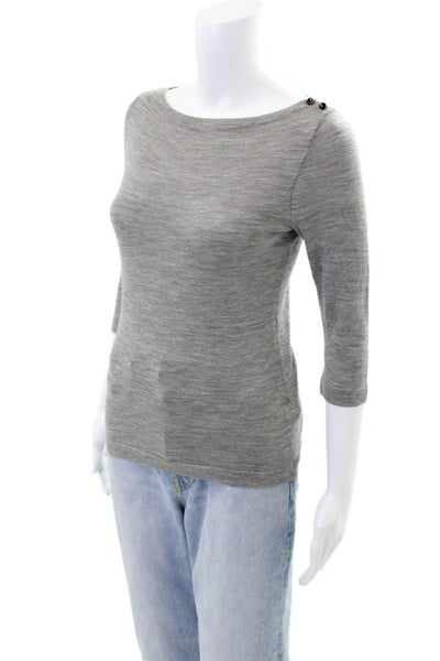 J Crew Womens Wool Long Sleeve Round Neck Knit Top Gray Size XS