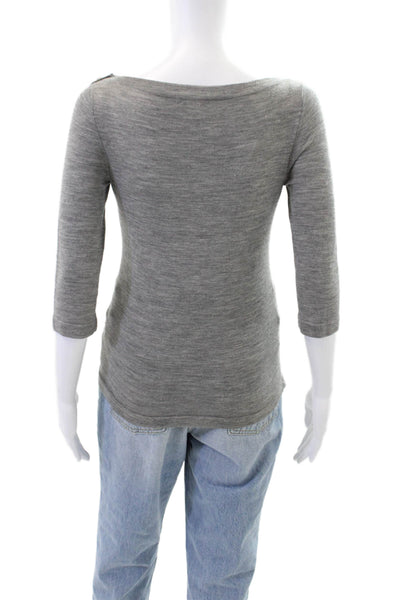 J Crew Womens Wool Long Sleeve Round Neck Knit Top Gray Size XS