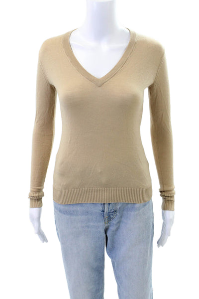 J Crew Womens Wool Long Sleeve V-neck Knit Top Nude Size XS