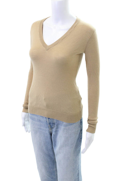 J Crew Womens Wool Long Sleeve V-neck Knit Top Nude Size XS
