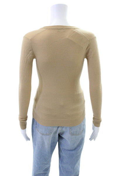 J Crew Womens Wool Long Sleeve V-neck Knit Top Nude Size XS