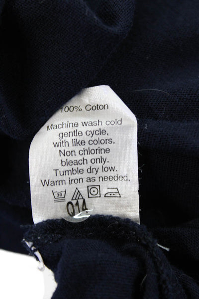 J Crew Womens Cotton Long Sleeve V-neck Fitted Top Navy Size XS