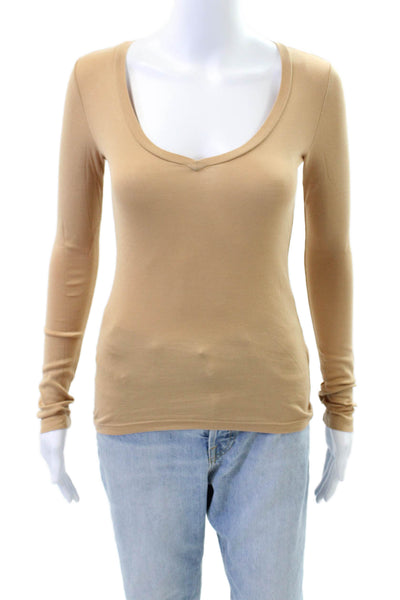 J Crew Womens Textured V-neck Long Sleeve Knit Top Nude Size XS