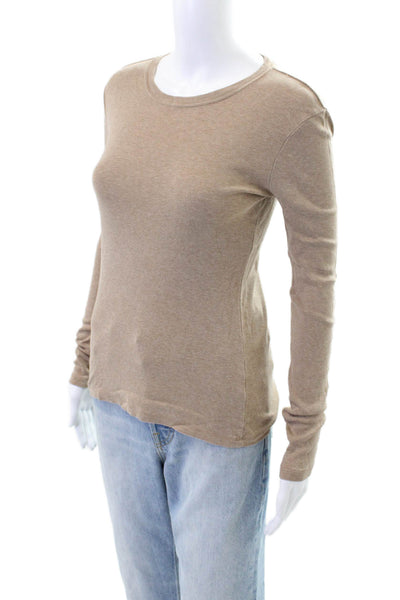 J Crew Womens Round Neck Long Sleeve Casual Knit Top Nude Size XS