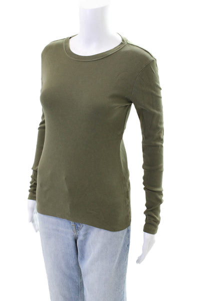 J Crew Womens Cotton Long Sleeve Round Neck knit Top Green Size XS