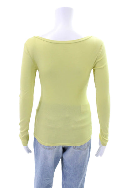 J Crew Womens Long Sleeve V-neck Fitted Casual T-shirt Lime Green Size XS