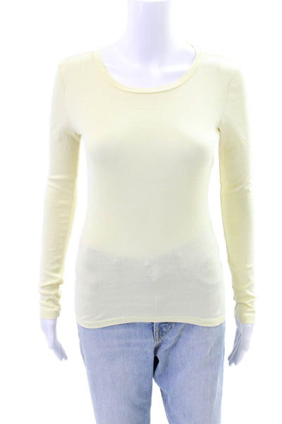 J Crew Womens Cotton Long Sleeve Fitted Casual Top Yellow Size XS