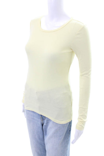 J Crew Womens Cotton Long Sleeve Fitted Casual Top Yellow Size XS