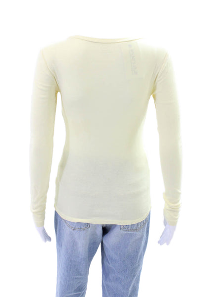 J Crew Womens Cotton Long Sleeve Fitted Casual Top Yellow Size XS