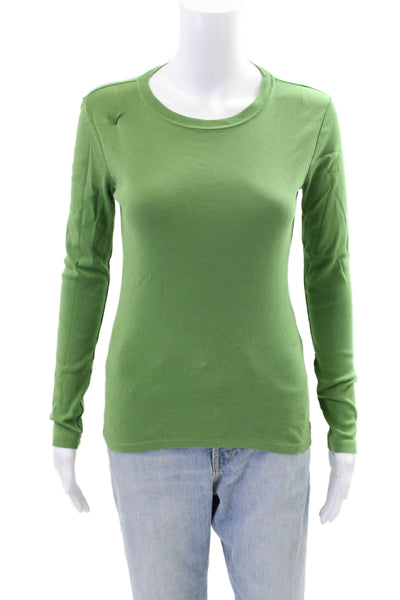 J Crew Womens Round Neck Long Sleeve Casual Top Green Size XS
