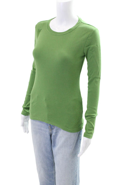 J Crew Womens Round Neck Long Sleeve Casual Top Green Size XS