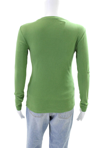 J Crew Womens Round Neck Long Sleeve Casual Top Green Size XS