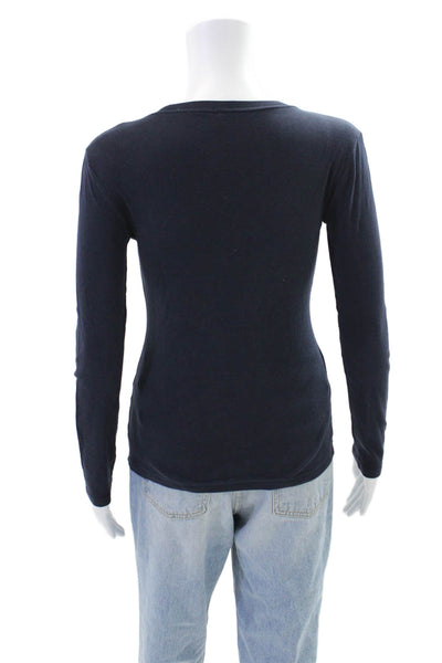 J Crew Womens Long Sleeve Round Neck Knit Fitted Tee Navy Size XS