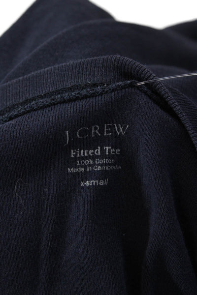 J Crew Womens Long Sleeve Round Neck Knit Fitted Tee Navy Size XS