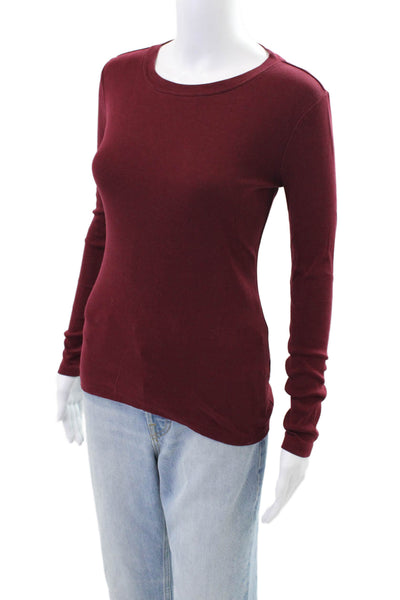 J Crew Womens Cotton Round Neck Long Sleeve Casual Shirt Red Size XS