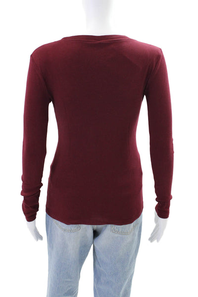 J Crew Womens Cotton Round Neck Long Sleeve Casual Shirt Red Size XS