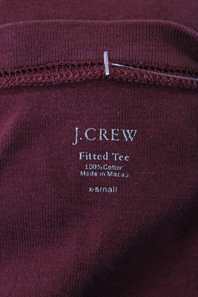 J Crew Womens Cotton Round Neck Long Sleeve Casual Shirt Red Size XS